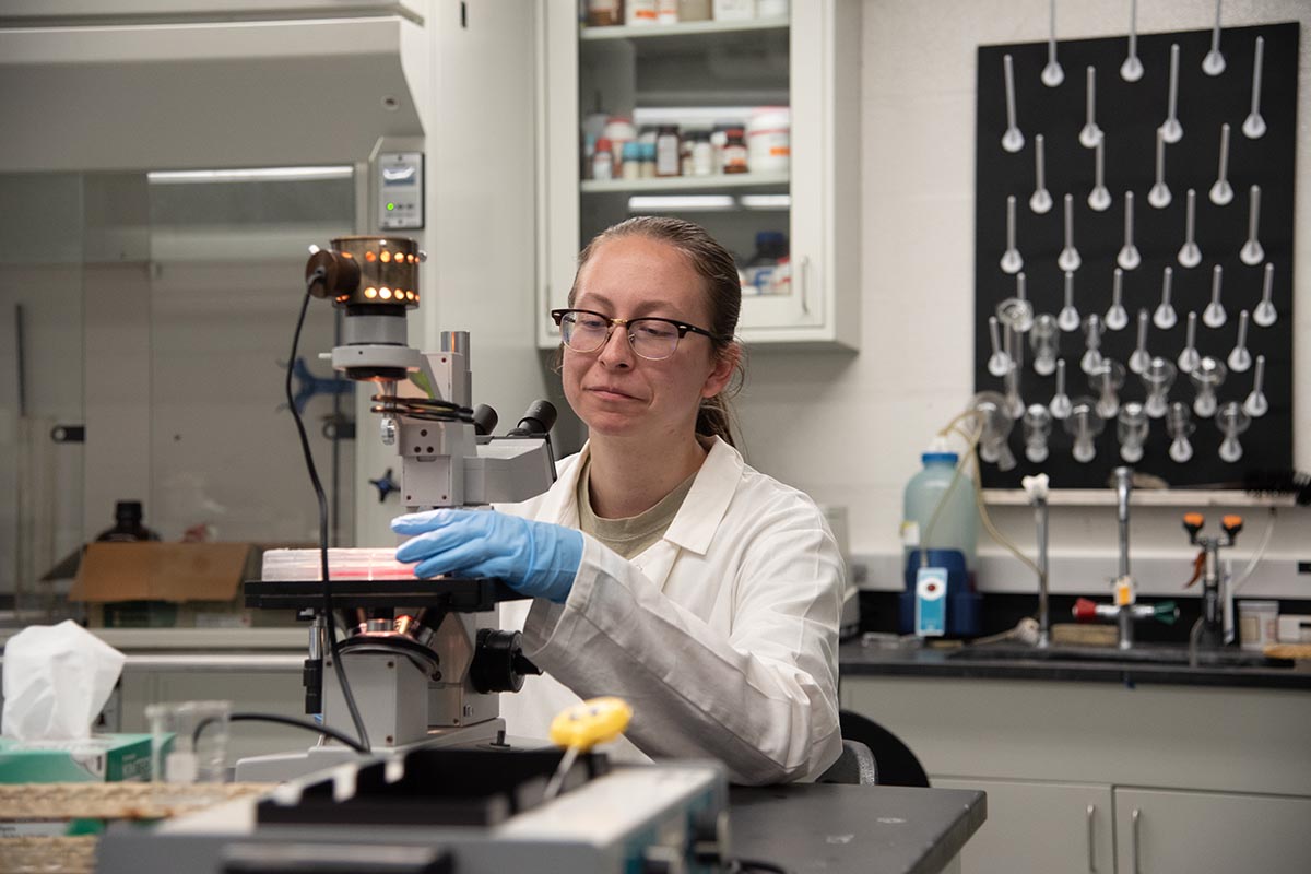 Mary Bigs in a science lab